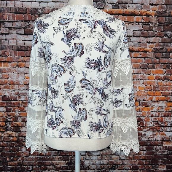 WHBM Long Sleeve Boho Lace-Up Blouse - Picture 9 of 11